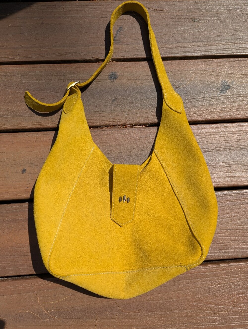 Portland Leather Goods Yellow Suede Hobo Bag Slouchy Crossbody